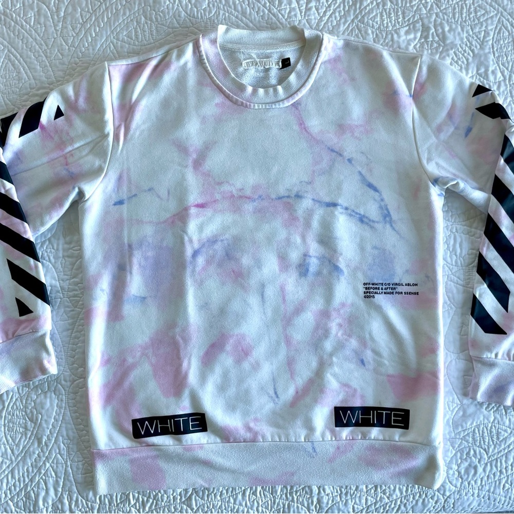 Off-White french terry crewneck with pink and blue cloud-Dye dead stock. OG